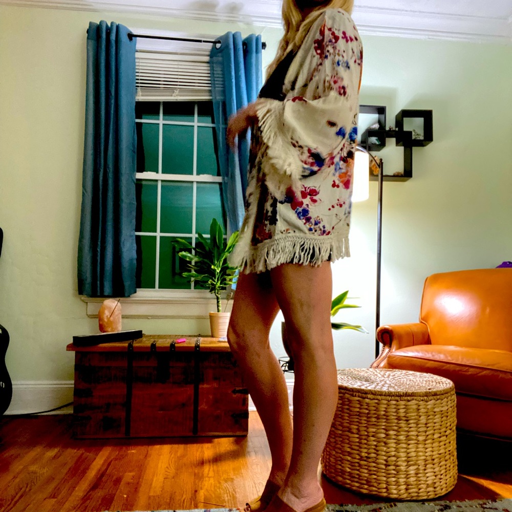 Flowered kimono cotton fabric